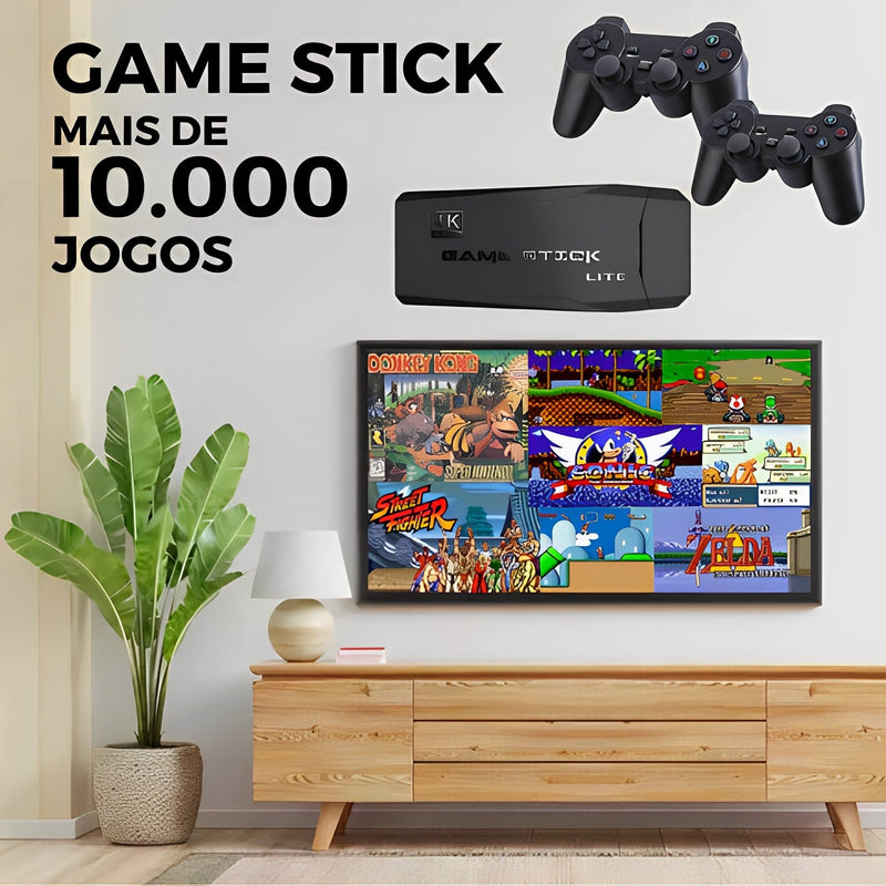 Vídeo Game Pen Retrô- 10.000 Jogos 4K + 2 Controles